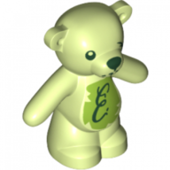 Teddy Beer met Script letter E op buik en beschadigd oog